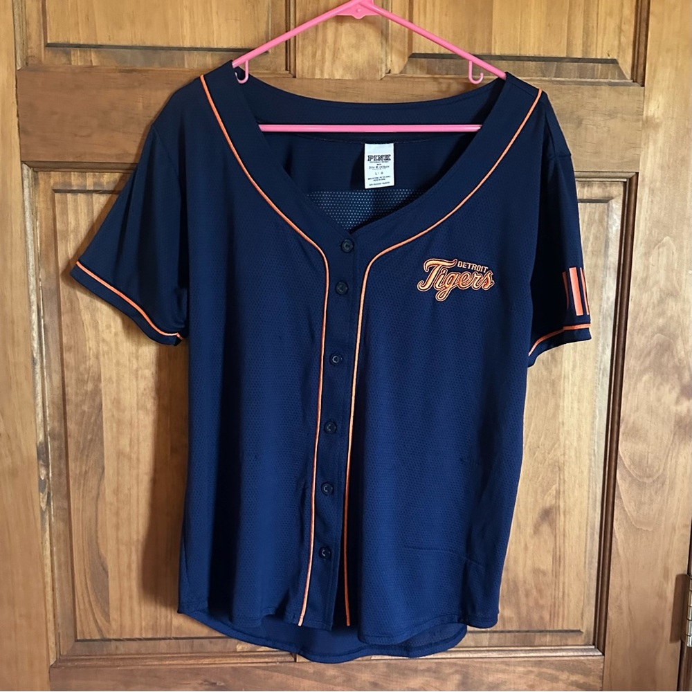 Victoria’s Secret pink Detroit Tigers Navy Button-Up Jersey with Orange Trim